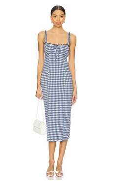 Free People Lucinda Gingham Check Stretch Cotton Dress